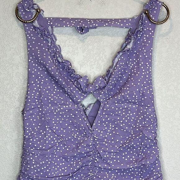 NWT For Love & Lemons Chelsie Mini Dress With All-over Polka Dot Print Large - Picture 4 of 16